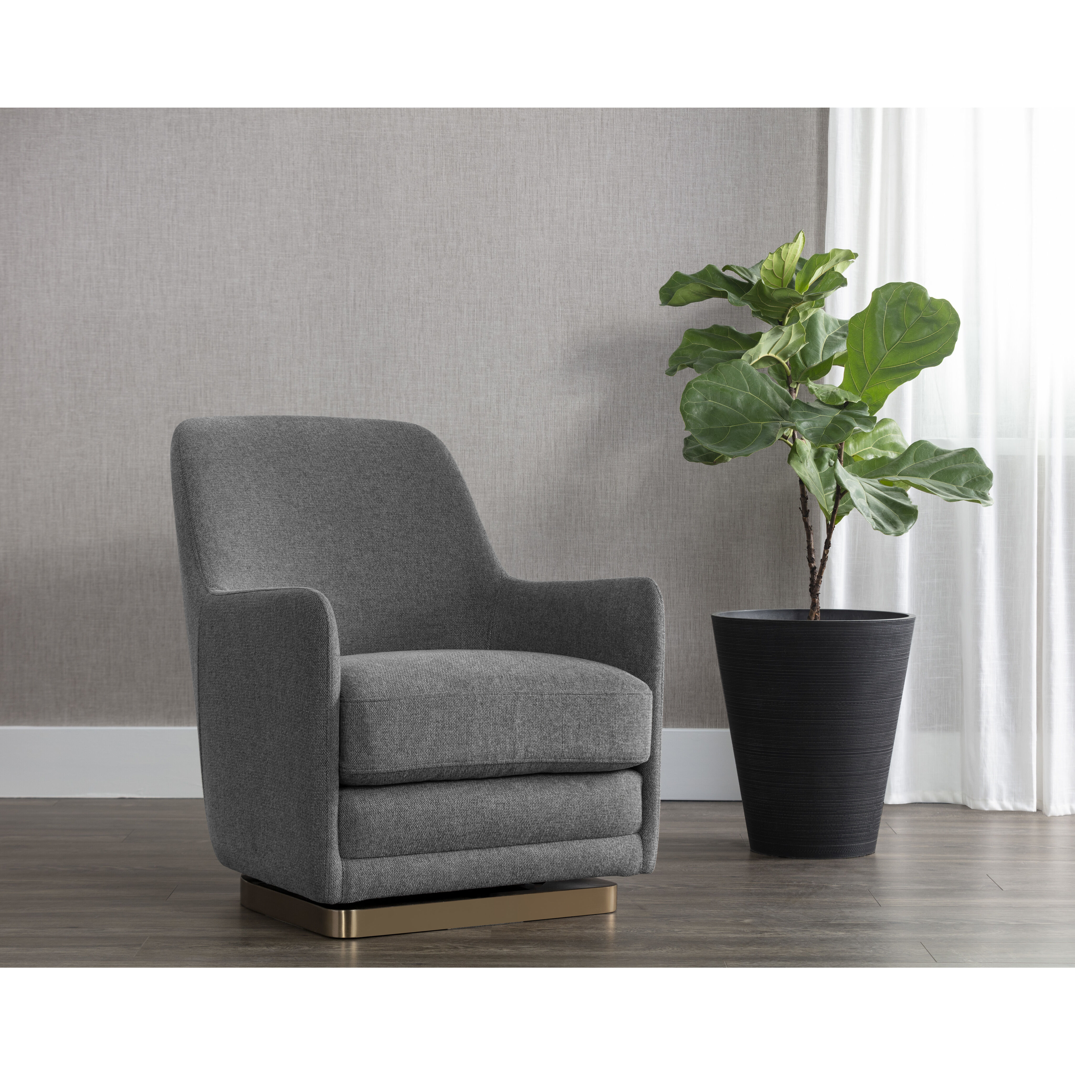 Marcela Belfast Koala Grey Swivel Lounge Chair, Swivel